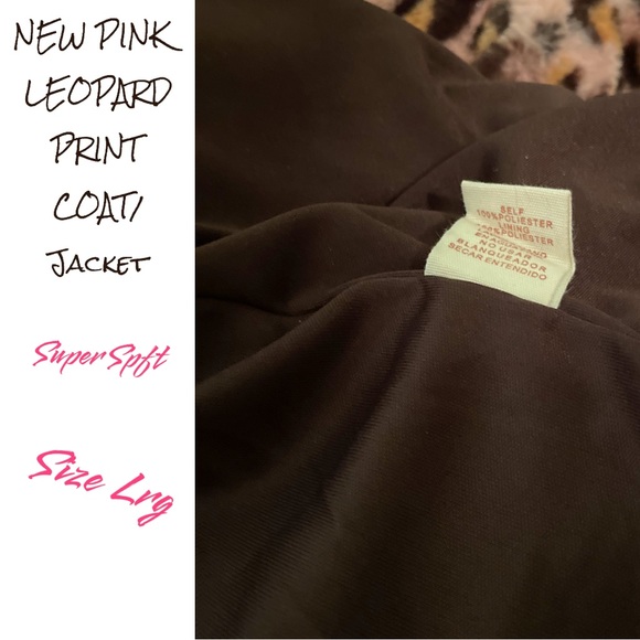 NEW LIGHT PINK LEOPARD PRINT COAT SOFT & COZY SZ LG OPEN CONCEPT & SILKY LINING - Picture 9 of 12